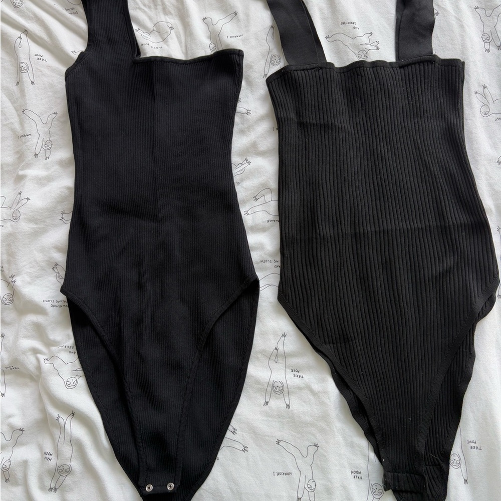 Zara Black Ribbed Kids Bodysuit Set